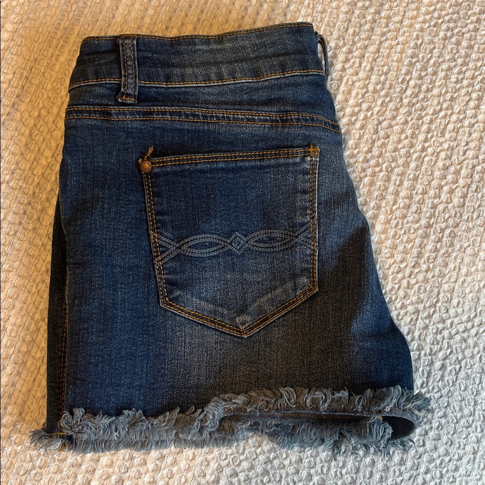 Buffalo David Bitton Dark Blue Frayed Hem Shorts